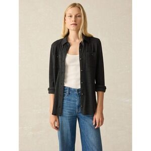 Faherty Black Button-Down Shirt Jacket